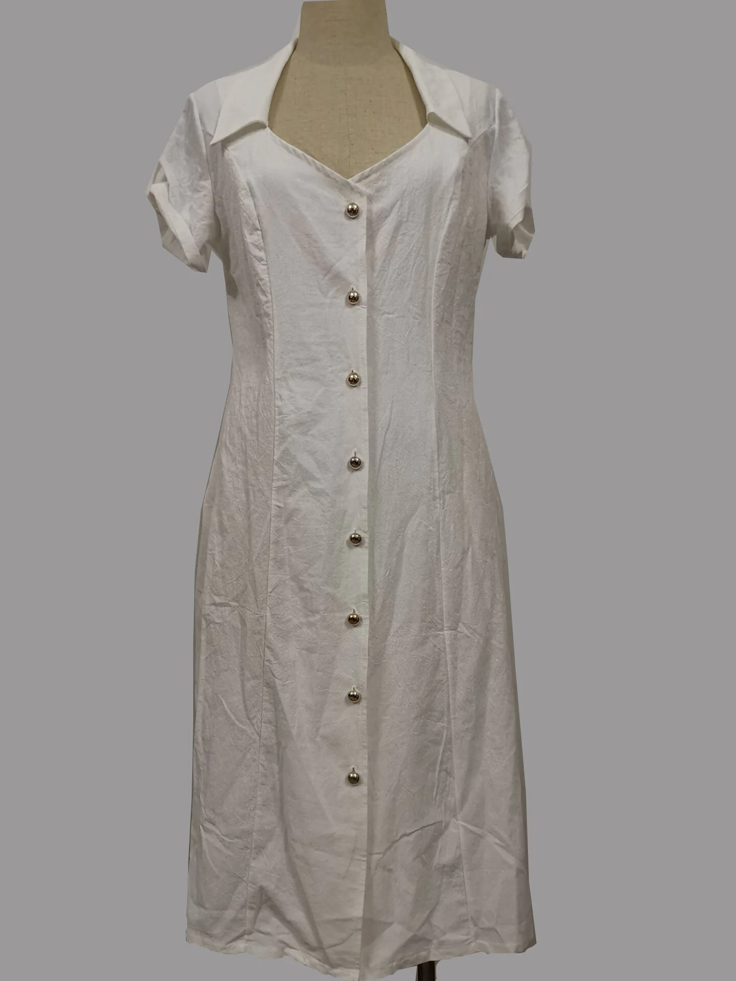 Женское летнее однотонное платье-рубашка макси с коротким рукавом и отложным