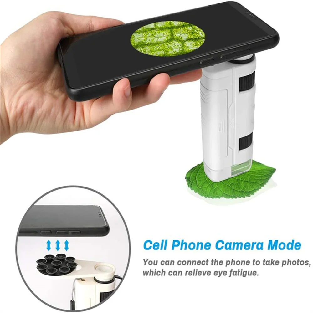 kids microscope toy 80x 120x beginner mini led lighted pocket zoom microscope science kit naked eye and mobile phone observation free global shipping