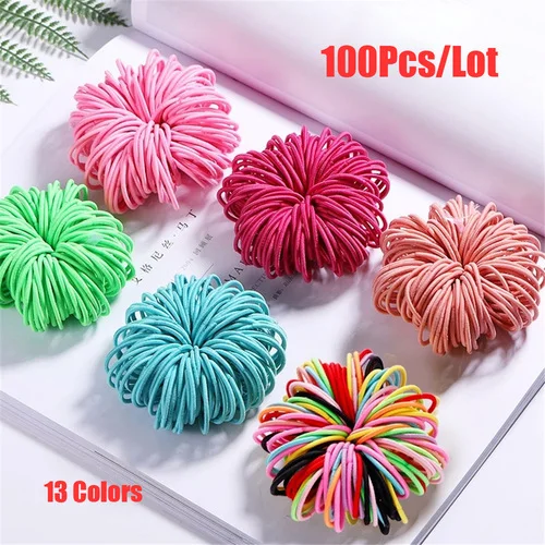 Резинки для волос детские яркой расцветки нейлоновые безопасные эластичные