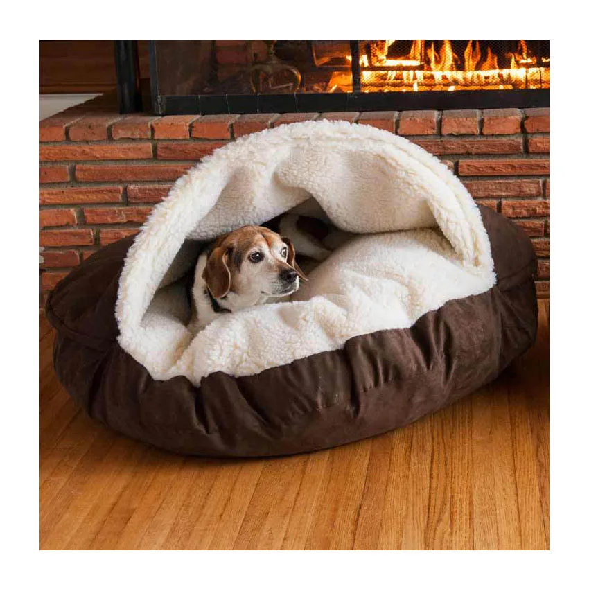 Теплая подстилка для питомца моющаяся Snuggery круглая колючая кровать для домашних животных с крышкой для собак и кошек водонепроницаемое щенячье гнездо товары для собак