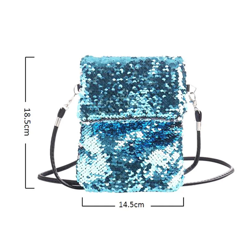 

Women Sequins Crossbody Shoulder Bag Pouch Case Mini Mobile Phone Handbag Card Holder -OPK