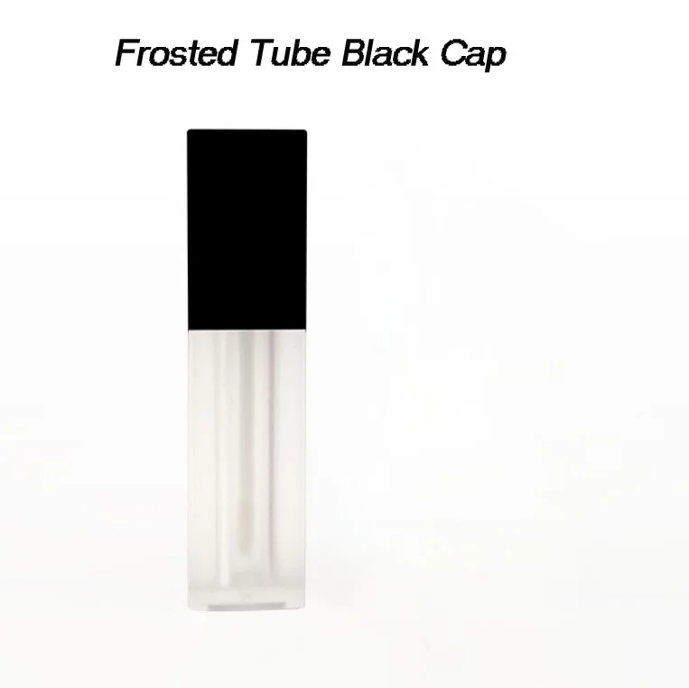 Black Cap Новые 5 мл пустые трубки для блеска для губ квадратной формы черные, белые крышки прозрачные губные глазури трубки мини-проба флаконы косметический упаковочный контейнер - Цвет: Black Cap