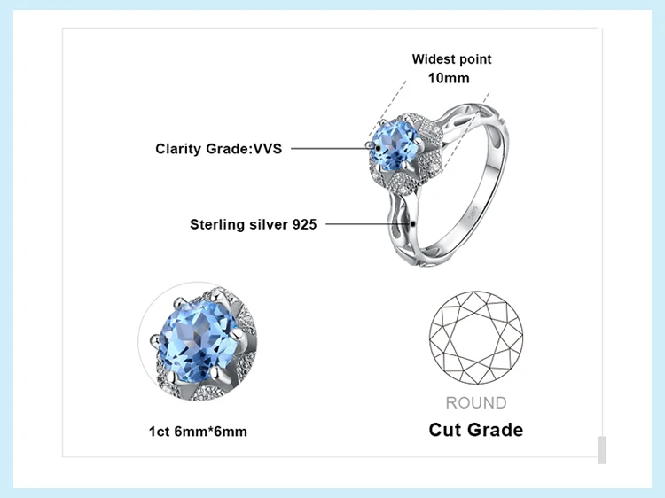 JewelryPalace Blossom Цветок 1ct натуральная Небесно голубой топаз кубический цирконий; для помолвки кольца для женщин 925 пробы серебряные ювелирные изделия