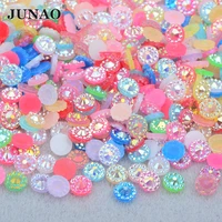 junao 4 5 6mm jelly ab color resin flowers nail art rhinestones flatback nail stone round crystal stickers for nails accessories