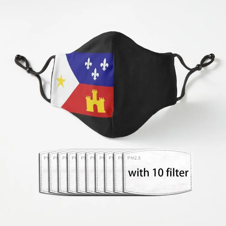

Флаг Acadiana унисекс для взрослых, семпай уход за кожей лица маска против пыли защитный респиратор моющиеся рот-муфельная печь