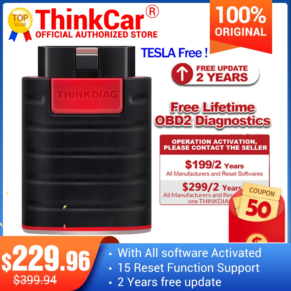 Thinkdiag с полным программным обеспечением полная система сканер OBD2 Bluetooth 16 сброс