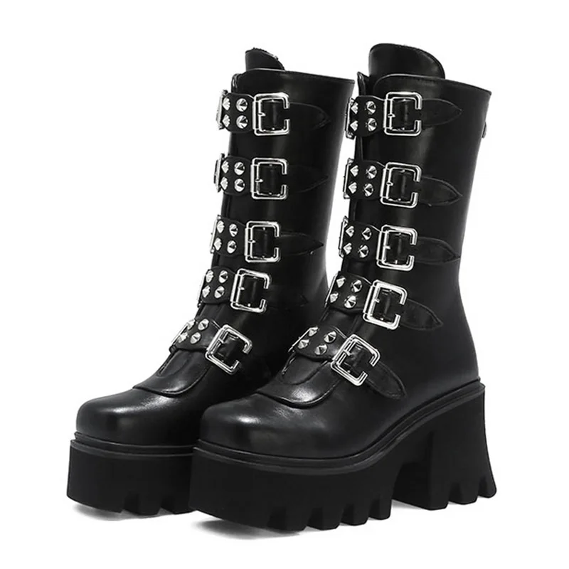 

Женские армейские сапоги Antumn 2020, женская готическая обувь на высокой платформе, черные кожаные сапоги, женские сапоги до колена на шнуровке