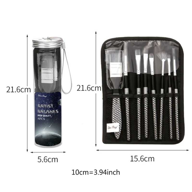 

Oil Painting Brush 8 Pcs Paint Brush w/ Brush Holder/Carry Bag for Art Craft DIY Decro Acrylics Watercolor Body Painting