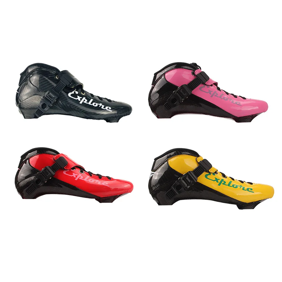 Boot tell color ISPORTS скоростные роликовые коньки из углеродного волокна для соревнований 3*125 мм или 4*100/110 мм уличные гоночные коньки Patines роликовые коньки SH56 - Цвет: Boot tell color
