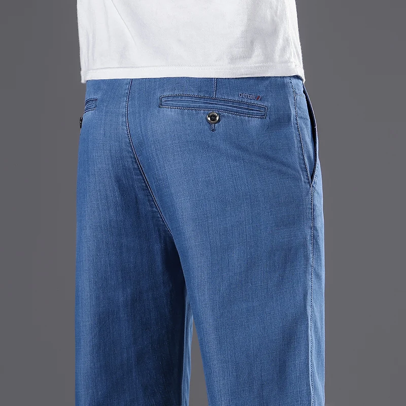 Брюки мужские прямые джинсовые деловой стиль повседневные Модные свободные