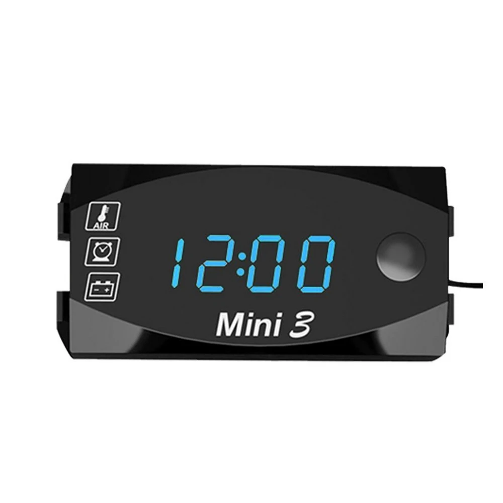 12V Universal Motorcycle Electronic Clock Thermometer Voltmeter 3-In-1 IP67 Waterproof Dust-proof LED Watch Digital Display | Автомобили и