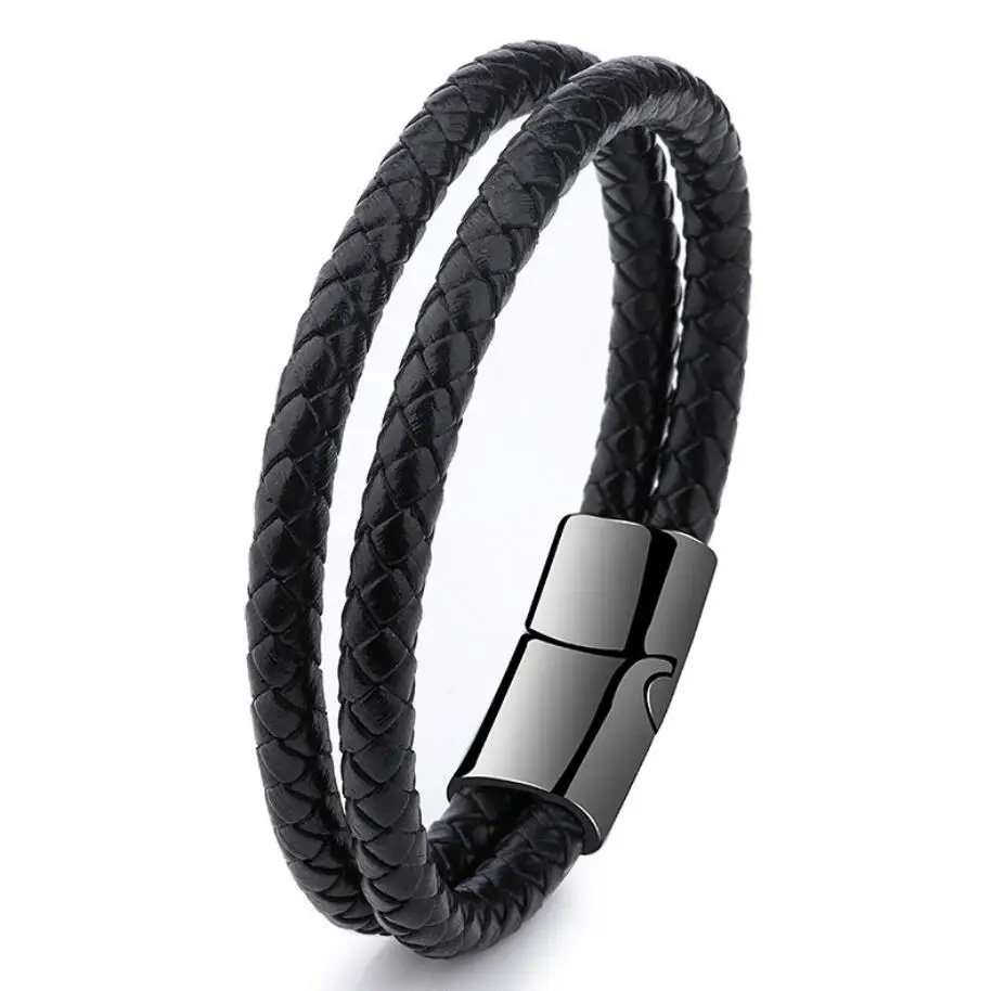 Новый стиль! 2019 новейшие популярные 2 круга кожаный браслет для мальчиков и