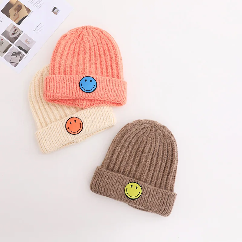 Doitbest 2 to 6 Years old Winter hat for kids beanies Patch smiley Child knit Beanie hats warm baby kid girls Earflap caps | Аксессуары