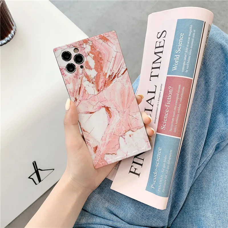 Модный коралловый красный мраморный текстурный чехол для телефона iphone 11 Pro Max 7 8