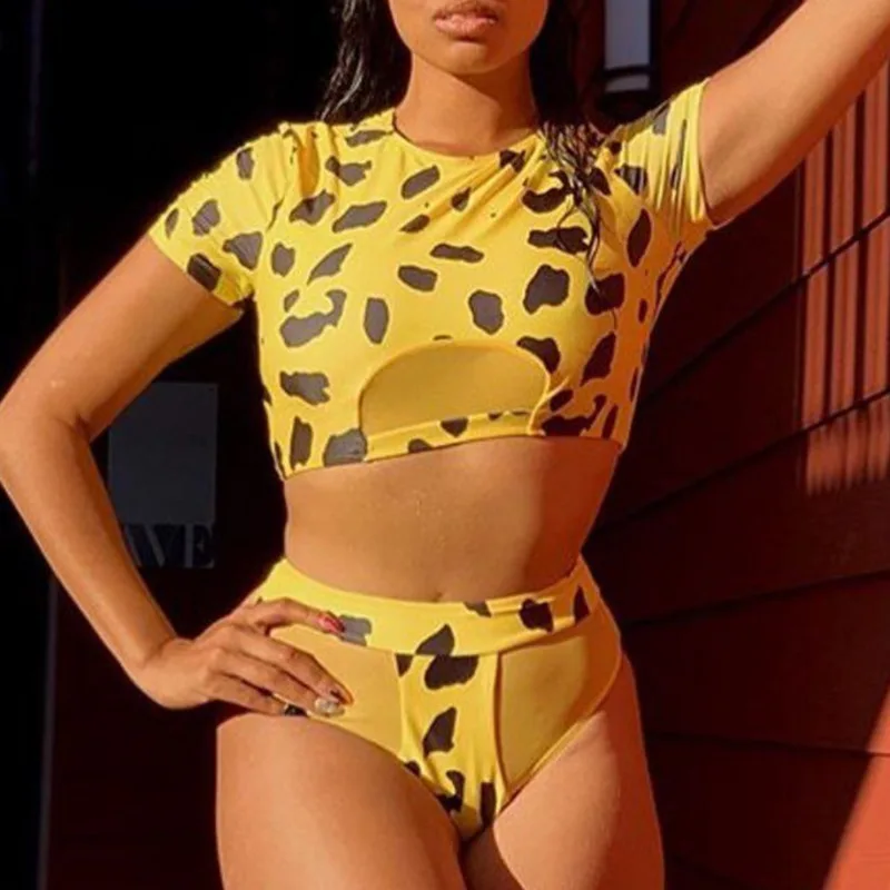 2020 сексуальный комплект бикини в горошек с коротким рукавом женский купальник