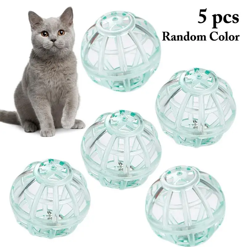 

Legendog 5Pcs/Set Cat Ball Toys Kitten Toy Lightweight Cat Bell Toy Kitten Play Ball Pet Supplies Random Color Cat Favors