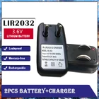 Литий-ионные аккумуляторы LIR2032, 3,6 В, зарядное устройство, 2 шт.