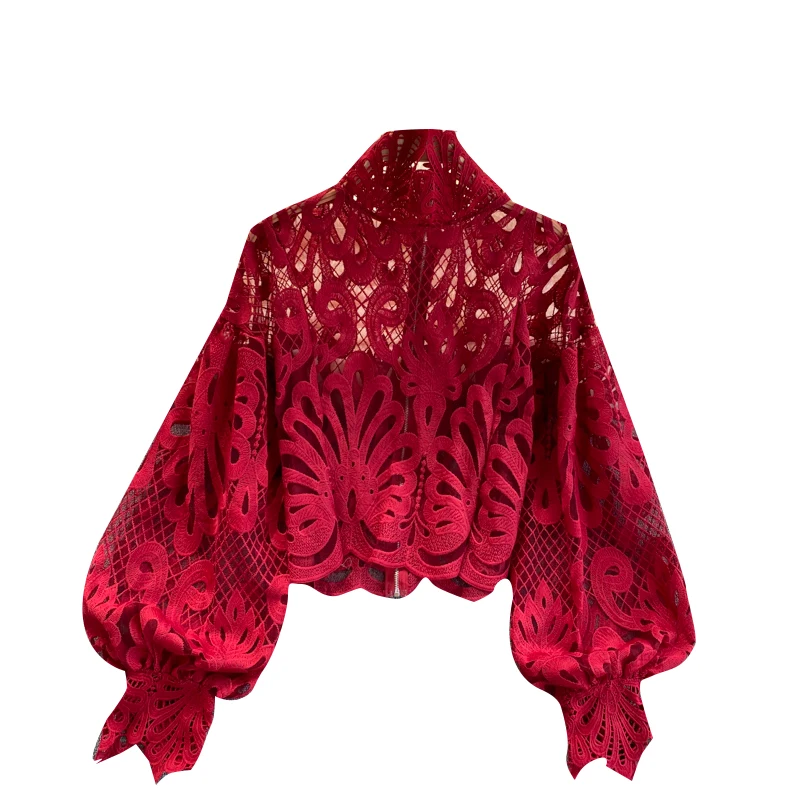 

Y2K конфеты Цвет блузки для женщин в африканском стиле Одежда Кружева выдалбливают OL Blusas Женская мода рубашки свободные сексуальные офисные ...