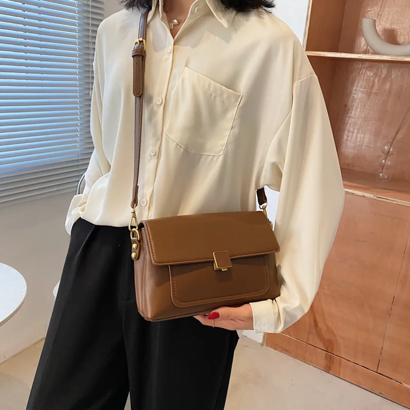 

Spring and Summer New Style Women's Straddle Bag Pu Pure Color Temperament Single Shoulder Style Small Square Bag Bags