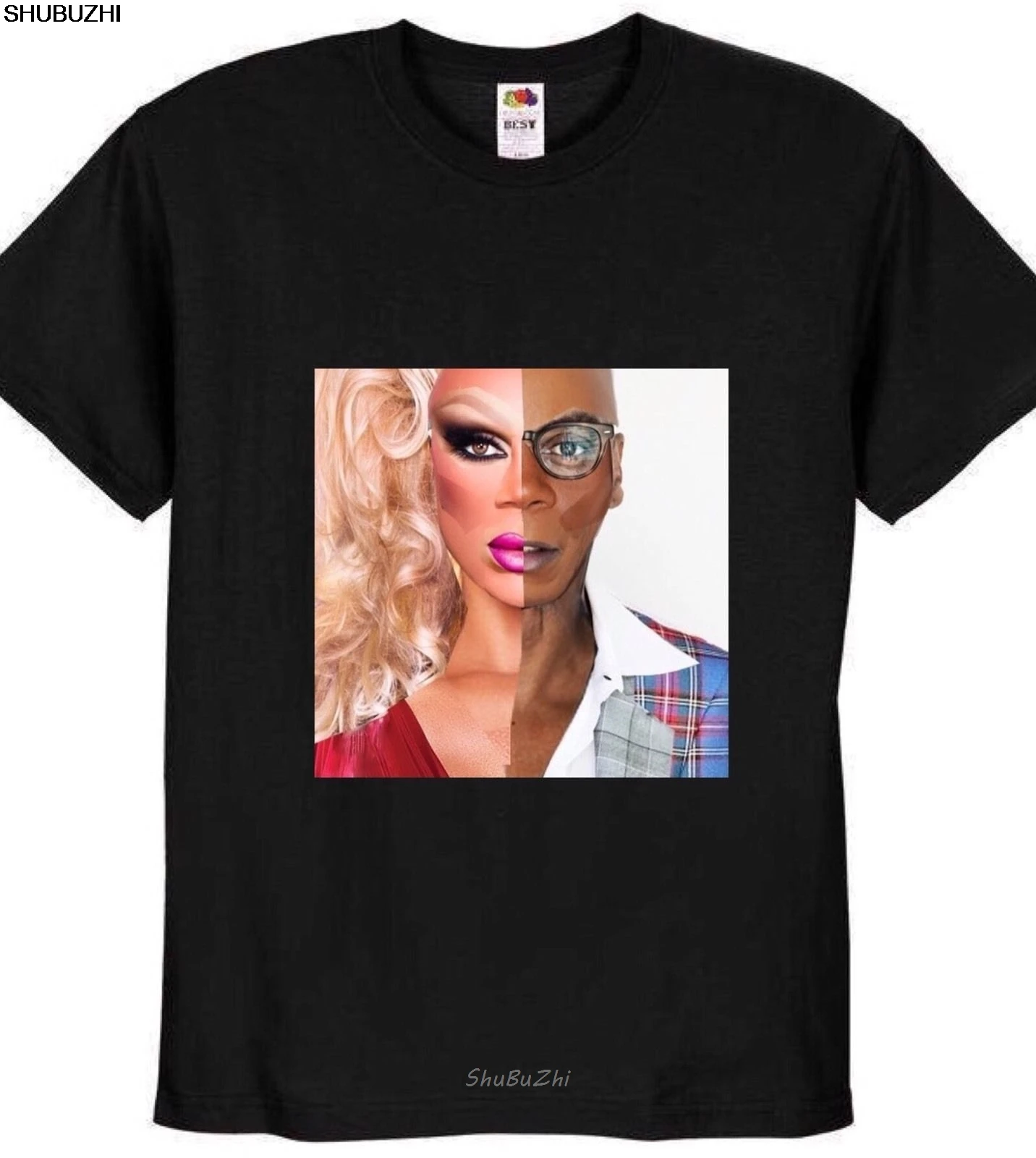 Футболка мужская черная хлопковая брендовая рубашка с надписью RU PAUL DRAG RACE