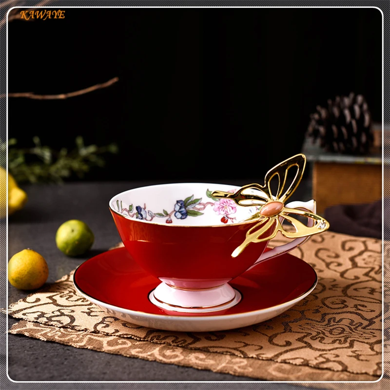 1 шт. креативная элегантная кофейная чайная чашка из костяного фарфора и блюдца