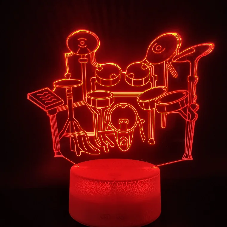 3D Lamp Modern Present Instrument The Drums Color Changing Atmosphere for Infant Living Room Decoration USB Led Night Light | Освещение