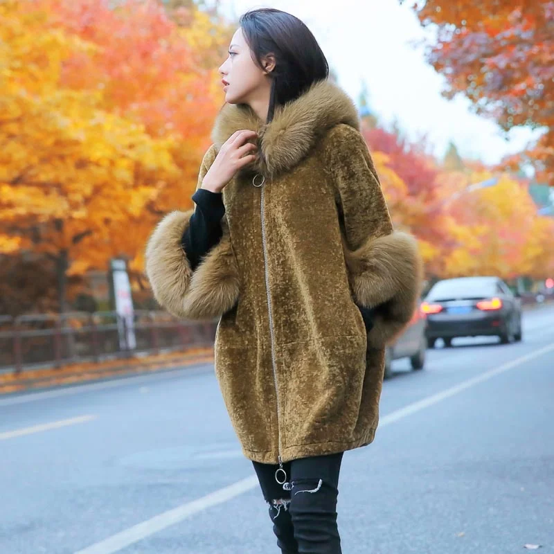 Женское шерстяное пальто средней длины дизайнерское Свободное из натуральной