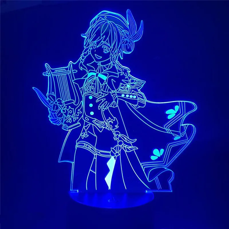 Аниме Genshin Impact Night светильник 3D Illusion Lamp горячий игровой для украшения спальни