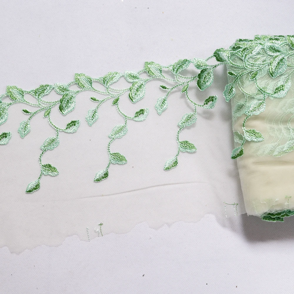 Сетчатая Ткань для шитья сетчатая ткань с вышитыми зелеными листьями аксессуары