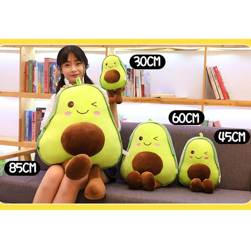 

30-85cm Cartoon Green Avocado Fruit Large Pillows Plush Toy Doll Cushions Home Decor Ornaments Down Cotton Filling Festival Gift