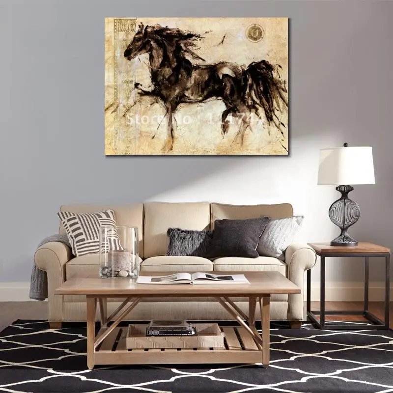Картина маслом Lepa Zena horse современное искусство абстрактная черная коричневая