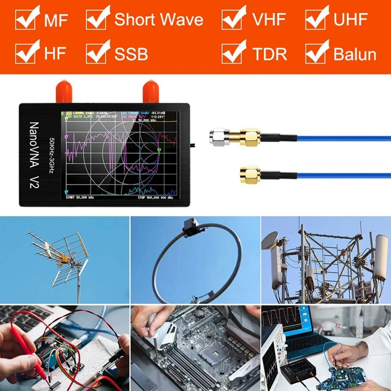 

NanoVNA V2 Vector Network Analyzer 3G,50KHz-3GHz Metal Shell Press Screen 2.8Inch Antenna Analyzer S-A-A-2 Shortwave