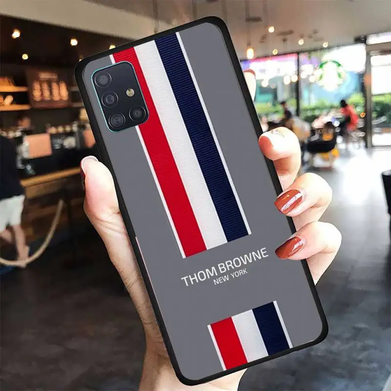 

Luxury Brand Thom- Browne Phone Case For Samsung A50 A51 A71 A12 A72 A52 A32 A02 A20E A31 A40 A70 A80 smart Fundas coque
