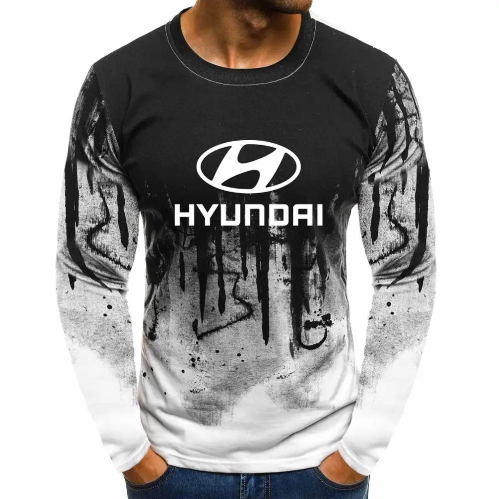

Unisex New Cotton Men's pullover Hyundai Motor Car Logo printing high quality Cotton Gradient O-neck Sweatshirt Men's tops