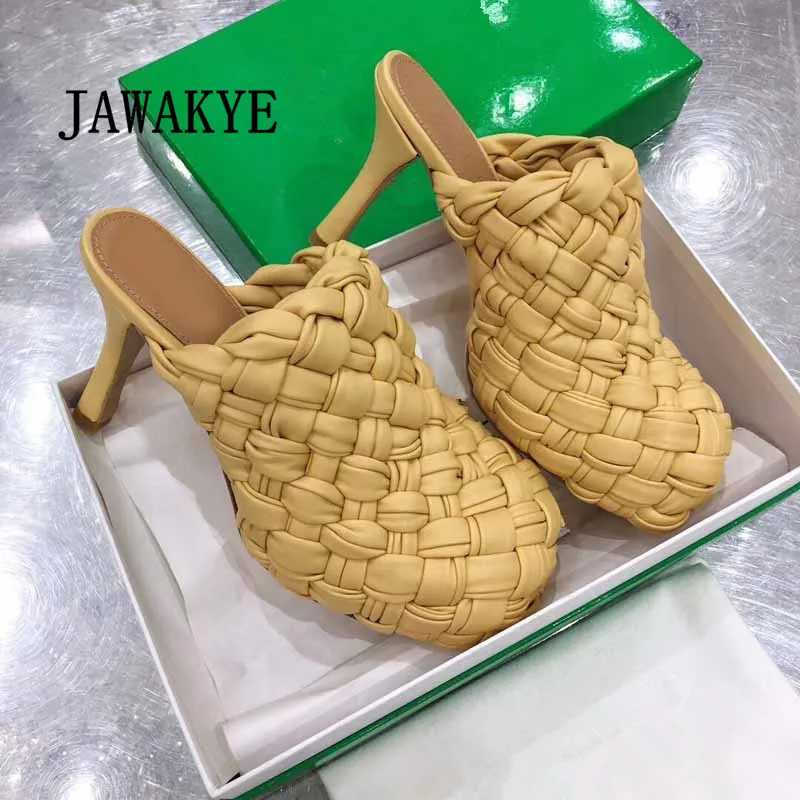 Новинка Кожаные босоножки на высоком каблуке с тесьмой Женские дизайнерские