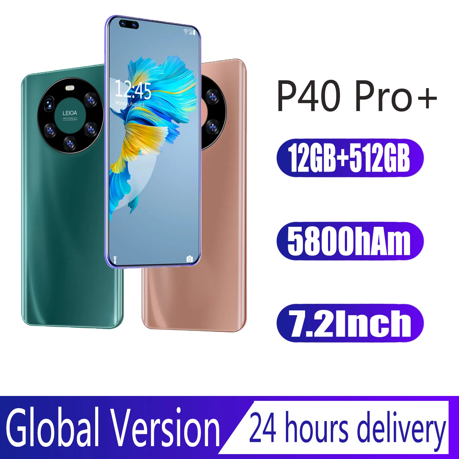 

Mate 40 Pro+ Smartphone 12GB+512GB Full Screen Mobile Phones 7.2''HD Cellphone 16+32MP HD Camera 5600hAm Global Version Dual SIM