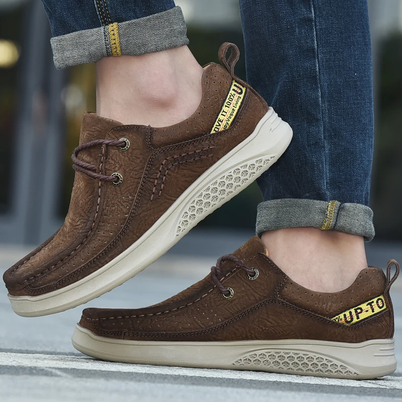 

Best Selling Casual Shoes For Man Genuine Leather Men Youth Casual Shoes Good Quality Mens Walking Shoe Comfortable Slip On Shoe