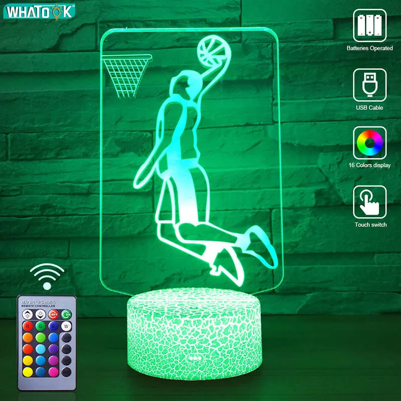 Светодиодный 3d ночник спортивная серия дистанционный детский стол настольная