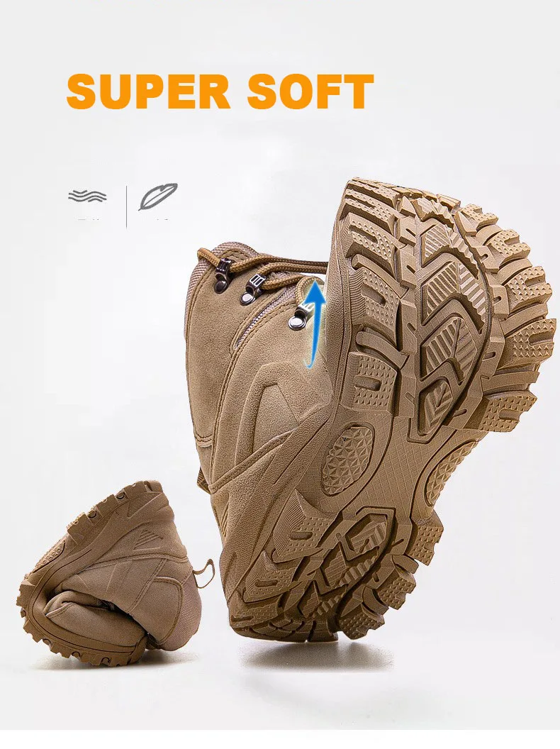 Men Tactical Boots Army Boots Military Desert Waterproof Work Safety Shoes Climbing Hiking Sport Shoes Ankle Men's Outdoor Boots