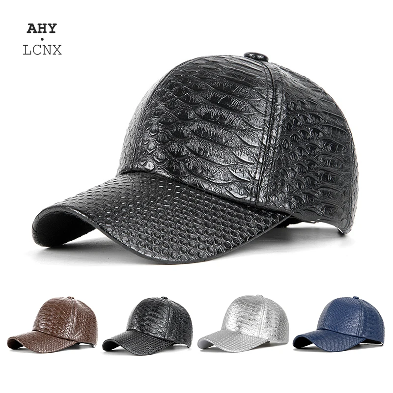 

Crocodile Grain Leather Men‘s Caps High Quality Baseball Cap Fashion Men Brand Snapback Casual Sports Gorras Dad Bone Hats