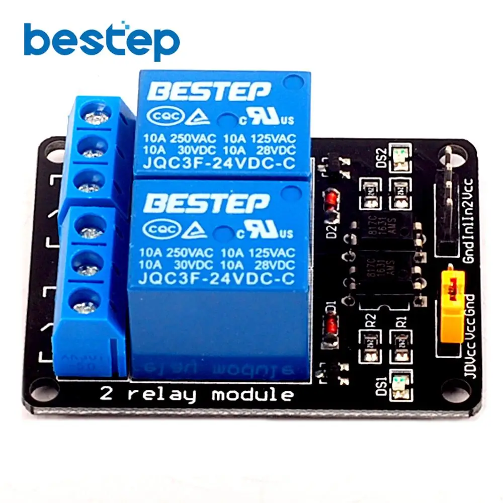 24V 2 Channel Relay Module Low Level Trigger with Optocoupler Output way for Arduino | Электронные компоненты и