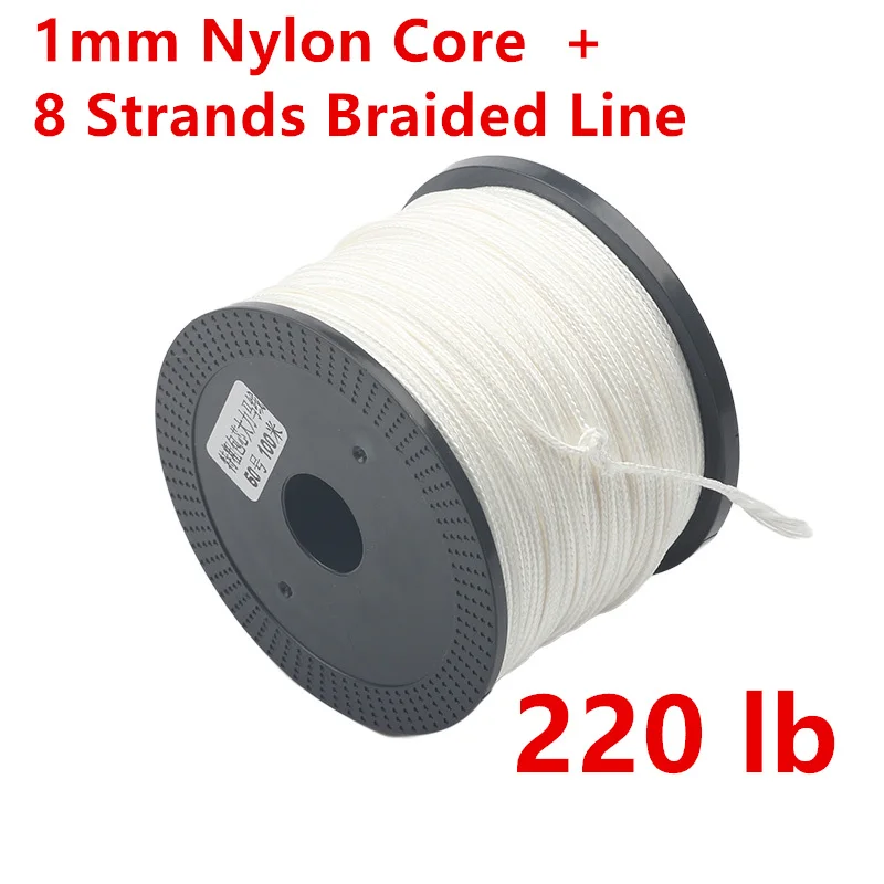 

Rompin 220LB 100M 1mm Nylon Core Wrap 8 Strands Braid Sea Slow Jigging Binding Assist Fishing Hook Line For Fishhooks Solid Ring