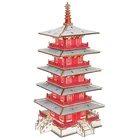 Деревянные 3D-пазлы Hanshan в виде храма, Китайская древняя модель здания, развивающие игрушки для взрослых для детей и детей