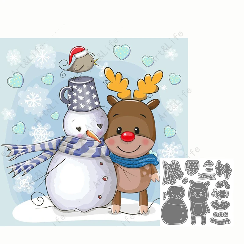 Популярная новинка металлические штампы Снежный человек и олень Лось трафареты