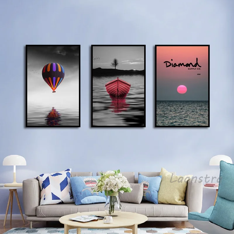 Домашний фон настенное украшение воздушный шар парусный морской пейзаж