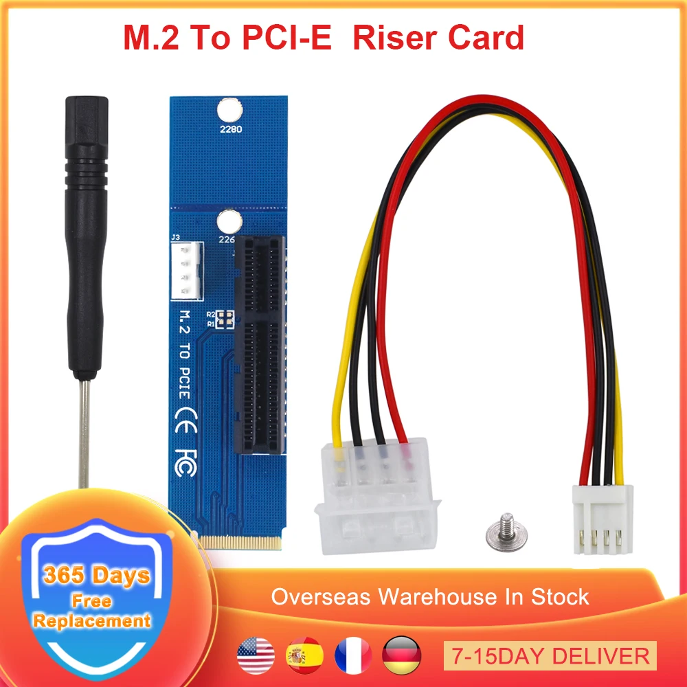 

NGFF M2 M.2 To PCI-E 4x 1x Slot PCIE Riser Card Adapter Male To Female Pci Express Multiplier For Bitcoin ETH Mining Miner Rig