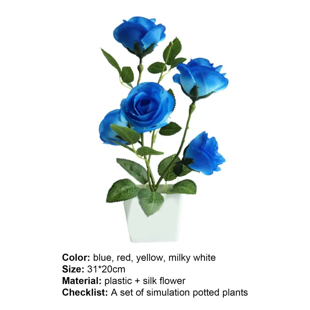 

Hot Sales 1 Set Artificial Potted Plant Ornamental Charming Plastic Easy to Maintain Simulation Rose Flower for Balcony