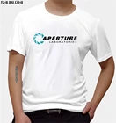 Футболка мужская из 100% хлопка с коротким рукавом, с логотипом апертуры Portal 2, для любителей видеоигр