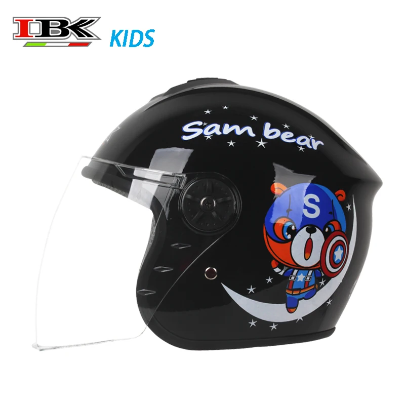 

IBK Новый стиль детский защитный шлем уход за кожей лица Мотоцикл Скутер 3/4 открытым лицом четыре сезона черный детский шлем IBK-A95