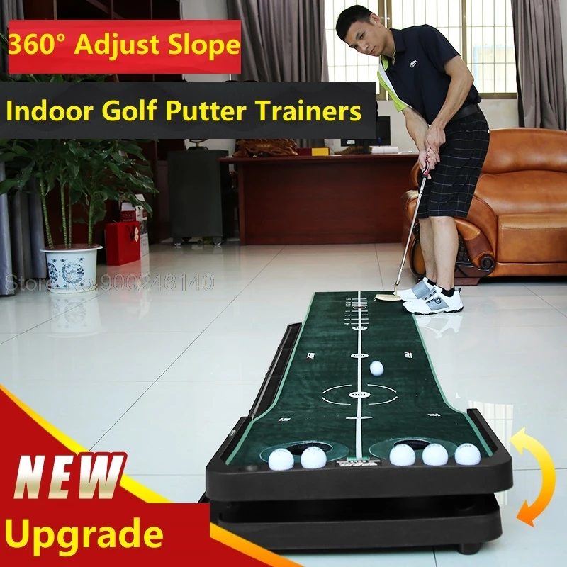 Satılık 3M Golf Vuruş Mat Golf Atıcı Eğitmen Yeşil Atıcı Uygulama Seti Top Dönüş Mini Golfçü Yeşil Fairway 360 ° Ayarlanabilir Eğim